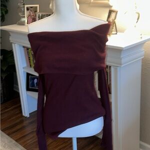 We The Free Off-Shoulder maroon Sweater